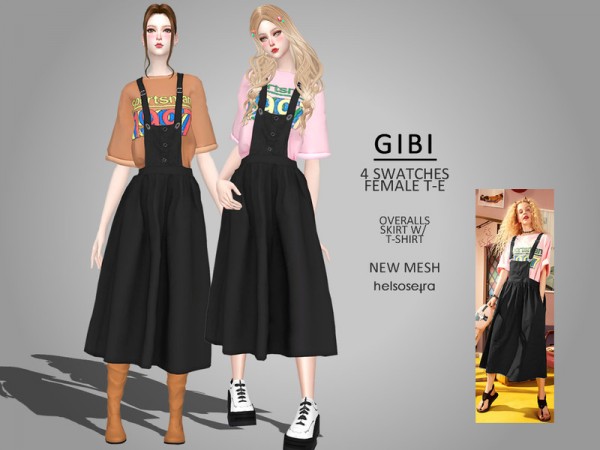  The Sims Resource: GIBI   Overalls with Tee by Helsoseira