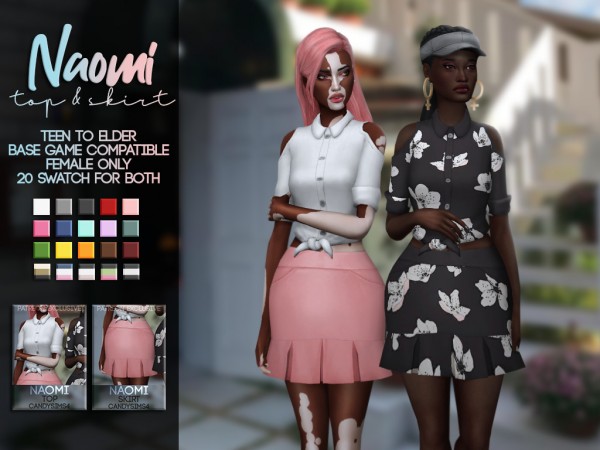  Candy Sims 4: Naomi top and skirt