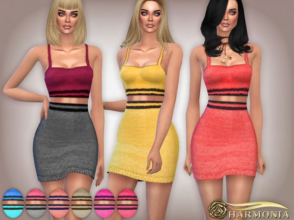  The Sims Resource: Knitted Texture Bralet Skirt by Harmonia