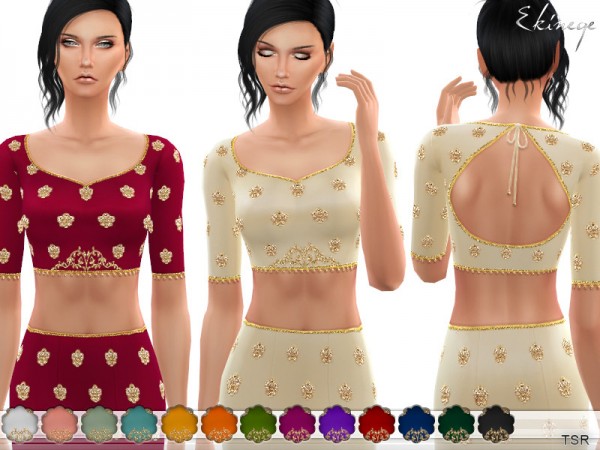  The Sims Resource: Ethnic Crop Top by ekinege