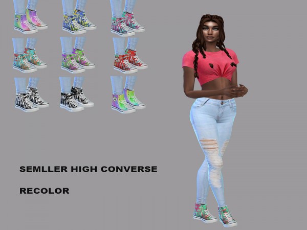  The Sims Resource: Semller Highs Converse Recolored by Teenageeaglerunner