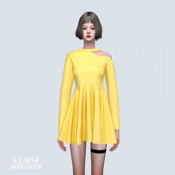 SIMS4 Marigold: Unbalance Flare Mini Dress