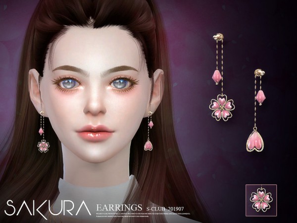  The Sims Resource: Earrings 201907 by S Club