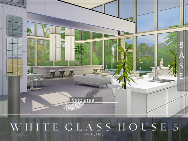  The Sims Resource: White Glass House 5 by Pralinesims