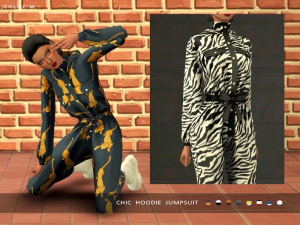  The Sims Resource: Chic Hoodie Jumpsuit by ChloeMMM