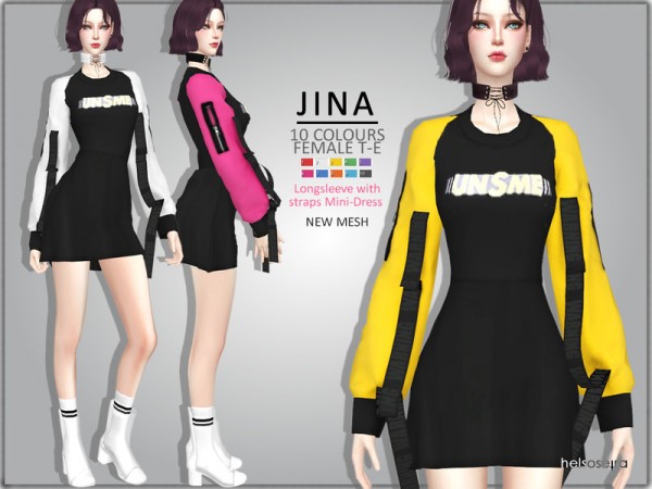  The Sims Resource: JINA   Strap sleeve Dress by Helsoseira