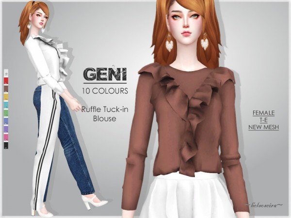 The Sims Resource: Geni Ruffle Blouse by Helsoseira