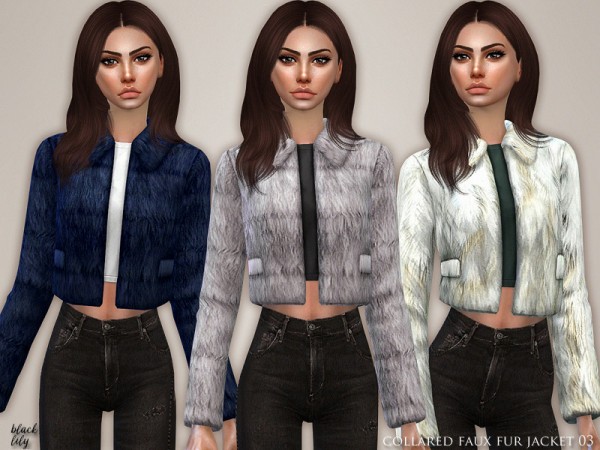  The Sims Resource: Collared Faux Fur Jacket 03 by Black Lily