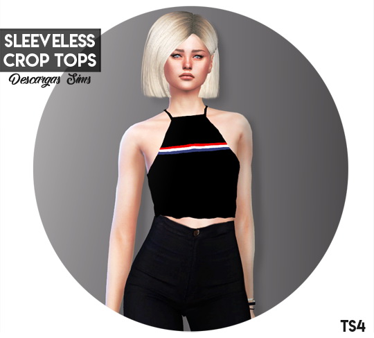  Descargas Sims: Sleeveless Crop Tops