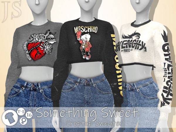  The Sims Resource: Something Sweet Crop Top Sweaters by JavaSims