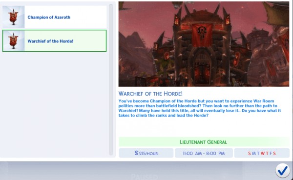  Mod The Sims: For The Horde Career Path by N.Blightcalle
