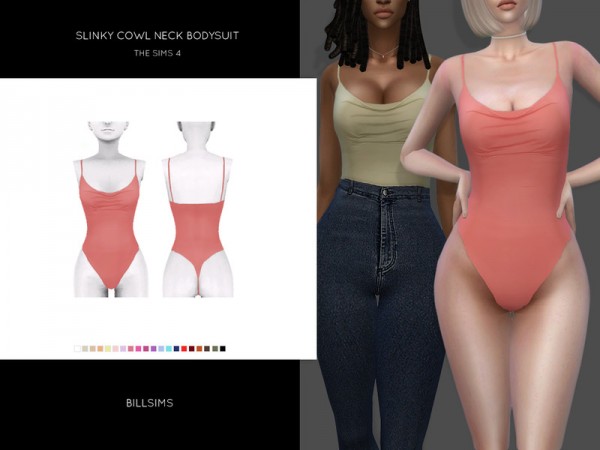  The Sims Resource: Slinky Cowl Neck Bodysuit by Bill Sims