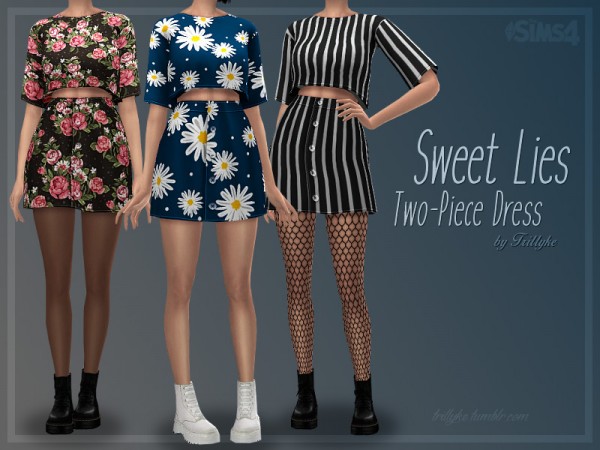  The Sims Resource: Sweet Lies Two Piece Dress by Trillyke