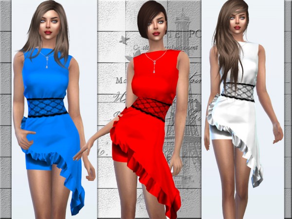  The Sims Resource: Silk asymmetric dress by Sims House