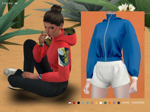  The Sims Resource: Chic Hoodie Pure Color by ChloeMMM