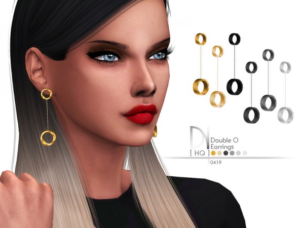  The Sims Resource: Double O Earrings by DarkNighTt