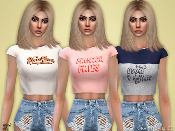 The Sims Resource: Graphic Tee 02 by Black Lily • Sims 4 Downloads