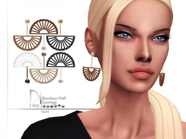  The Sims Resource: Bamboo Half Earrings by DarkNighTt