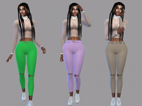  The Sims Resource: Color Pants Ripped and Acc Belt by Teenageeaglerunner