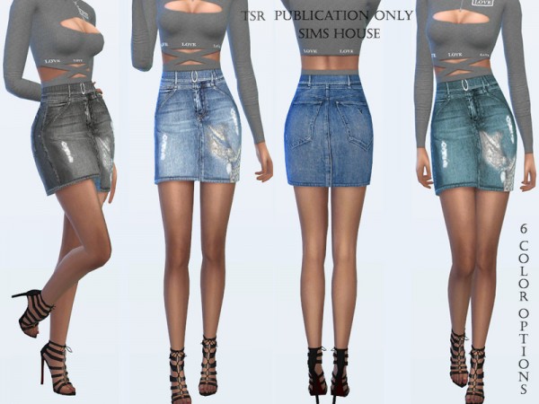 The Sims Resource: Denim skirt with belt by Sims House