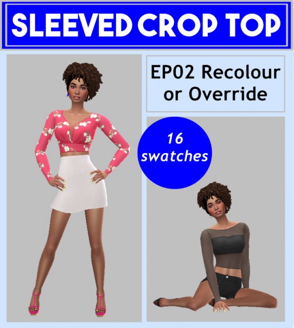  Sims 4 Sue: Sleeved Crop Top