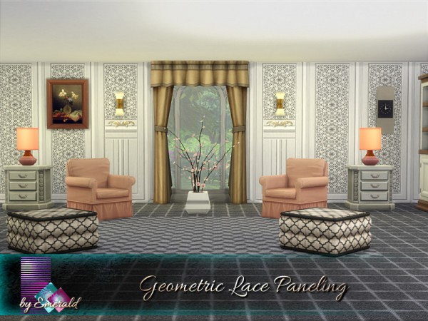  The Sims Resource: Geometric Lace Paneling by emerald