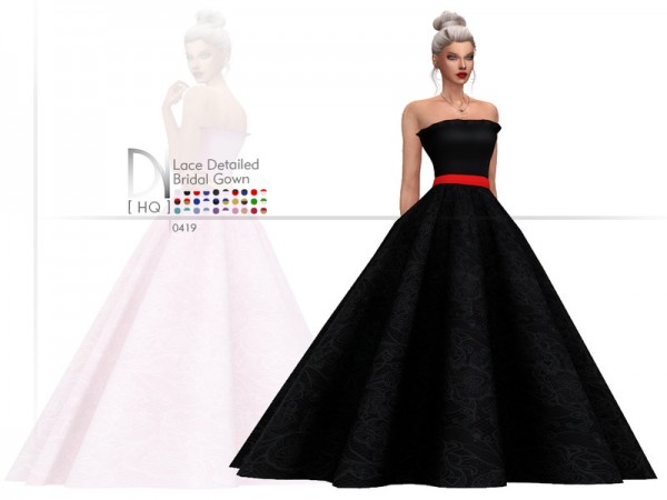  The Sims Resource: Lace Detaied Bridal Gown by DarkNighTt