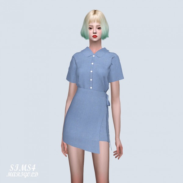 SIMS4 Marigold: Shirts Wrap Mini Dress • Sims 4 Downloads