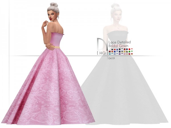  The Sims Resource: Lace Detaied Bridal Gown by DarkNighTt