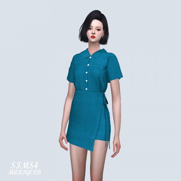  SIMS4 Marigold: Shirts Wrap Mini Dress