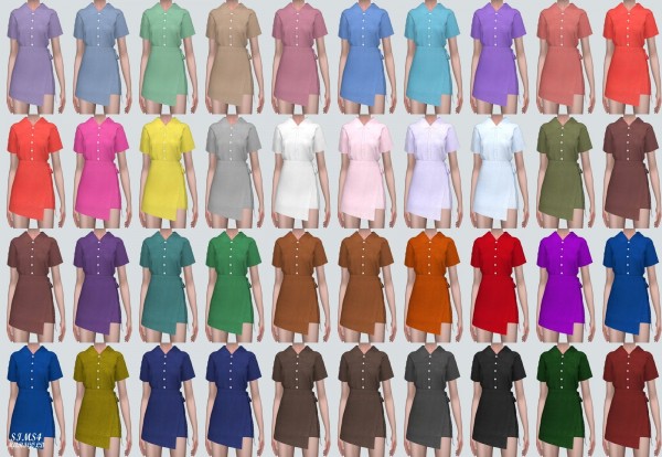  SIMS4 Marigold: Shirts Wrap Mini Dress