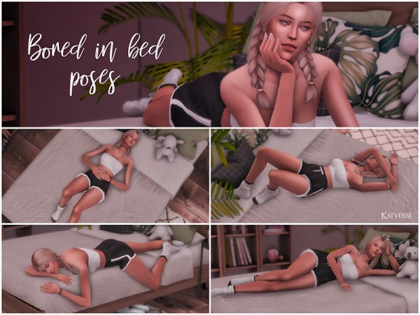 The Sims Resource: Bored in Bed Poses by KatVerseCC