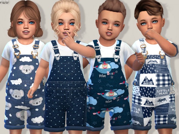  The Sims Resource: Denim Short Overalls For Toddlers by Pinkzombiecupcakes
