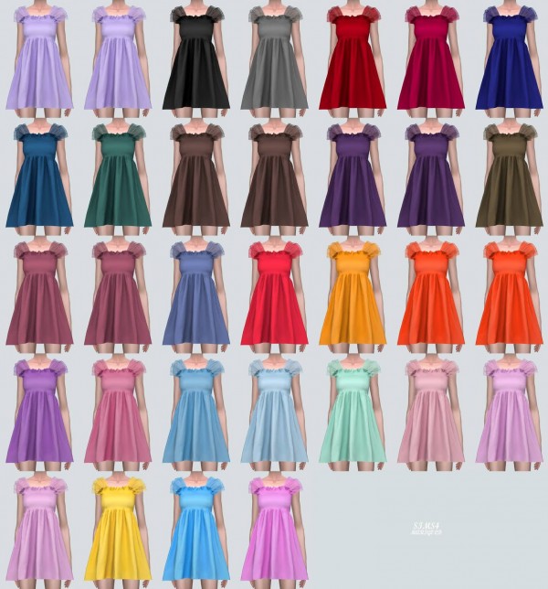  SIMS4 Marigold: Shoulder Mesh Mini Dress