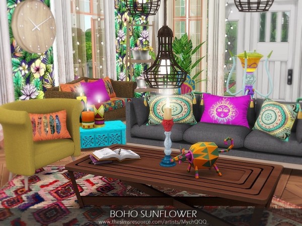  The Sims Resource: Boho Sunflower House by MychQQQ
