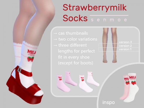  The Sims Resource: Strawberrymilk Socks by Senmoe