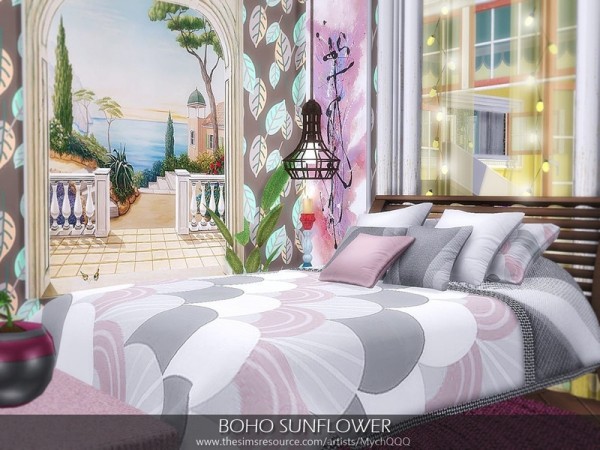  The Sims Resource: Boho Sunflower House by MychQQQ