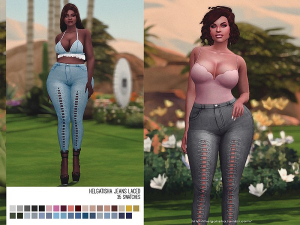  The Sims Resource: Jeans laced by HelgaTisha