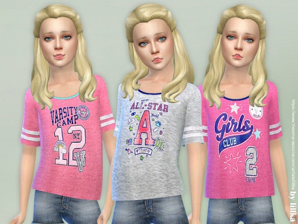  The Sims Resource: Sporty Tee for Girls by lillka