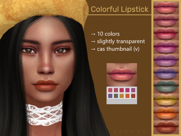  The Sims Resource: Colorful Lipstick by Senmoe