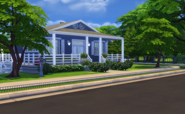 Mod The Sims: Little Blue Cottage   NO CC by EzzieValentine