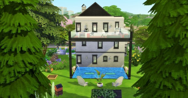  Mod The Sims: Three Story House with Balcony on Third Floor by heikeg