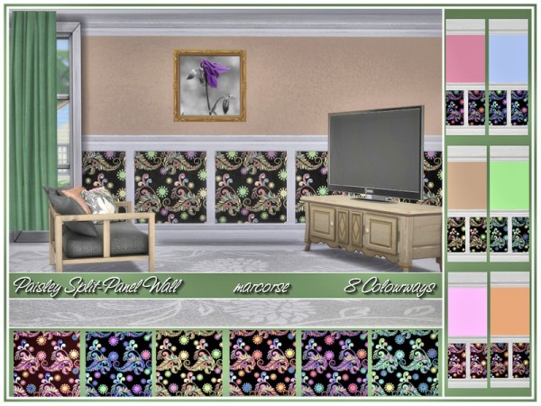  The Sims Resource: Paisley Split Panel Walls by marcorse