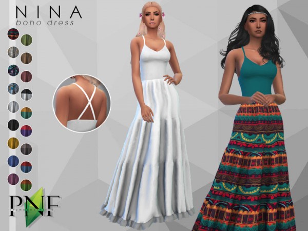  The Sims Resource: Nina boho dress by Plumbobs n Fries