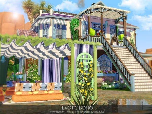  The Sims Resource: Exotic Boho House by MychQQQ
