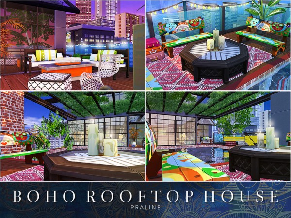  The Sims Resource: Boho Rooftop House by Pralinesims