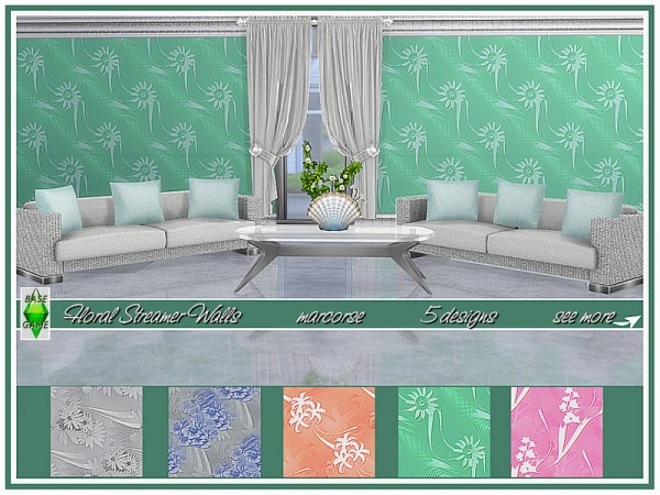  The Sims Resource: Floral Streamer Walls by marcorse