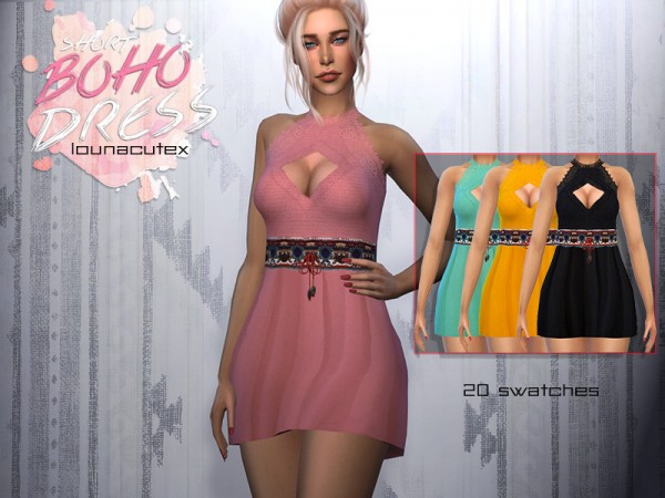  The Sims Resource: Short Boho Dress by L0UNA