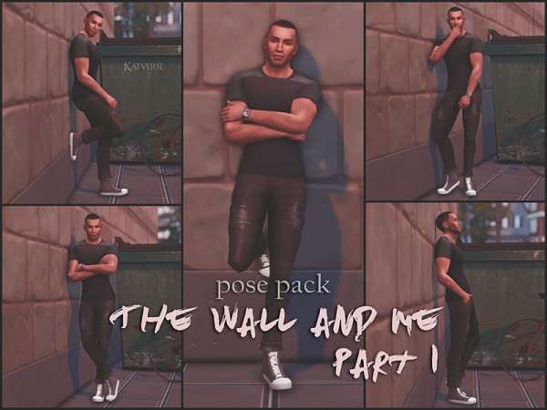 The Sims Resource: The Wall and Me Pose Pack 1 by KatVerseCC