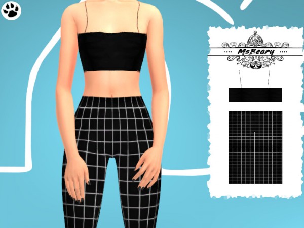  The Sims Resource: Black and White Square Outfit Set by MsBeary